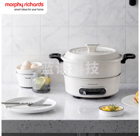 摩飞电器(Morphyrichards)电火锅 家用分体式电煮锅 烤涮一体多功能电炒锅电烧烤料理锅 3L电热火锅锅 MR9087 富士白