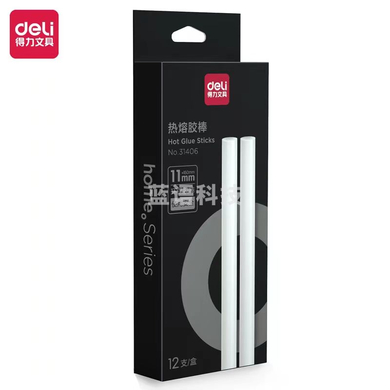 得力(deli) 31406 热熔胶棒φ11mm 11mm×15cm 大号款 (12根/盒 5盒起售)白色