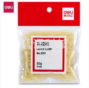 得力（deli）3211 耐用橡皮筋/乳胶圈/橡皮圈/捆扎胶圈 办公用品 30g/包装