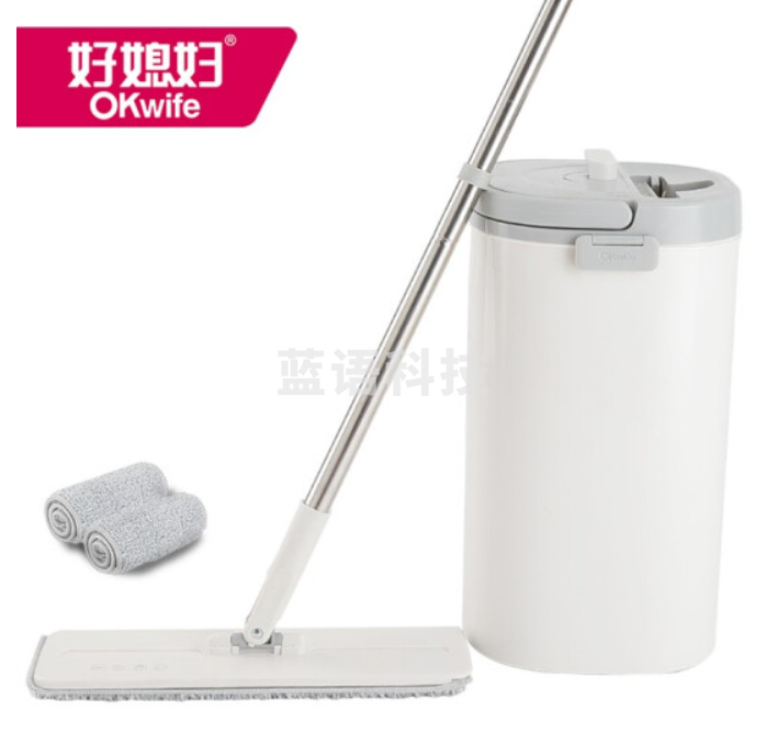 好媳妇 刮刮桶免手洗平板拖把懒人拖地家用木地板清洁工具共2块拖布