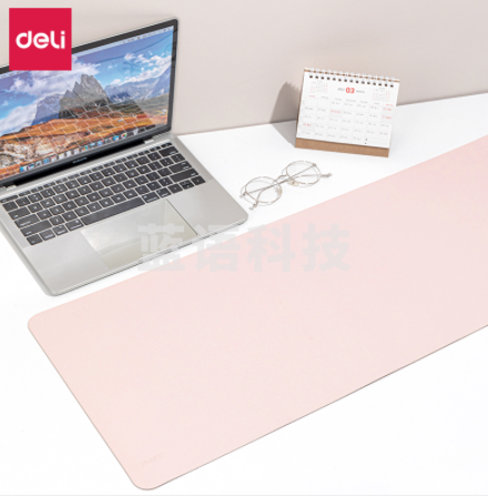 得力(deli) 皮质+软木材质双面防水鼠标垫  超大面积桌垫 触感亲肤舒适 粉色83012