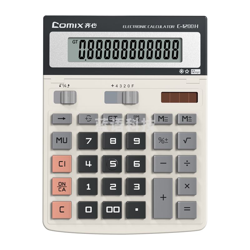 齐心 C-1200H 计算器 大台 舒视办公 白色