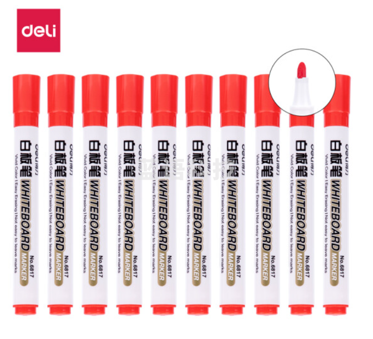 得力 6817 思达优逸白板笔 2.0mm 10支/盒(单位：支) 红