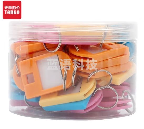 天章办公(TANGO) 钥匙牌钥匙扣钥匙圈钥匙收纳盘管理箱专用钥匙扣24个装彩色 办公用品