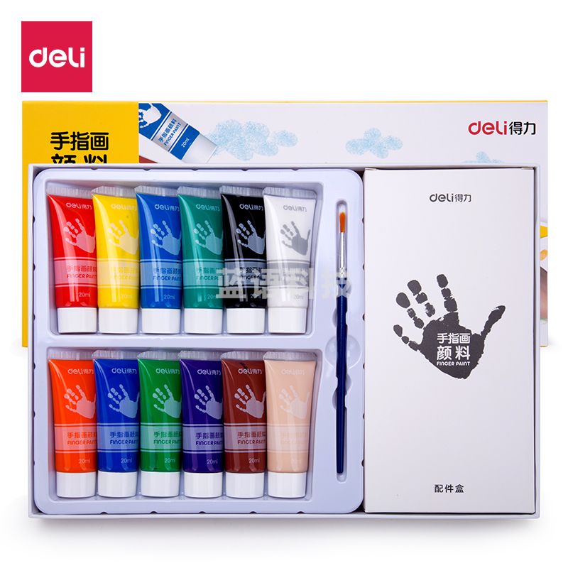 得力73872_12色手指画颜料(混)(12色/盒)
