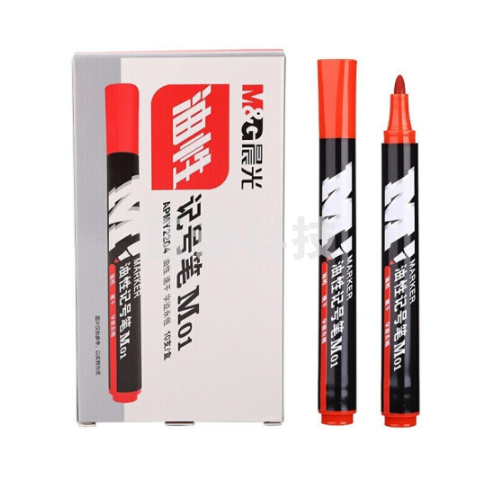 晨光(M&G)文具M01单头红色记号笔 油性马克笔 物流笔标记大头笔 10支/盒APMY2204