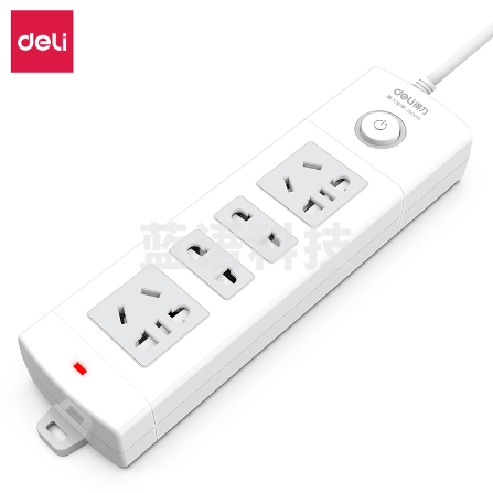 得力18201插座_2+2_2米_PVC袋装(白)(只
