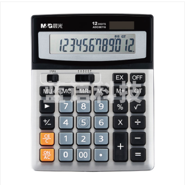晨光（M&G）经典金属面板计算器 太阳能双电源桌面计算机 办公12位大屏幕通用计算机 单个装 ADG98716