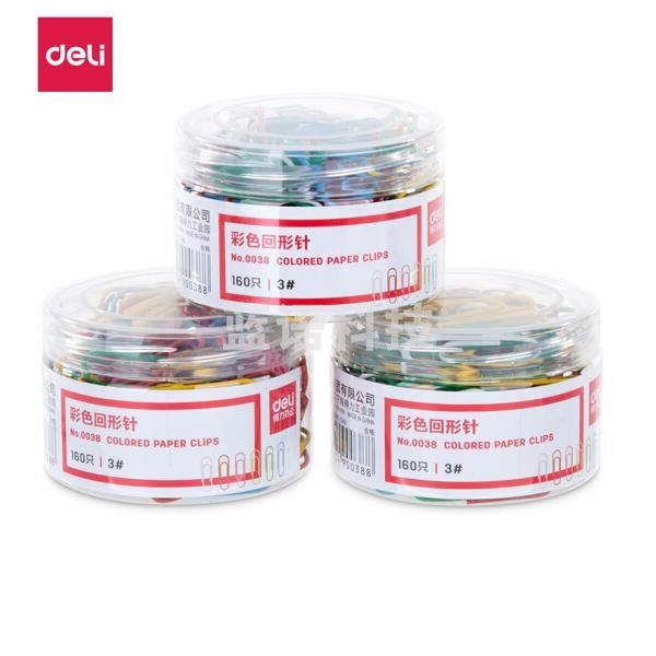 得力(deli) 29mm彩色回形针/曲别针 160枚/筒  0038  50筒起售