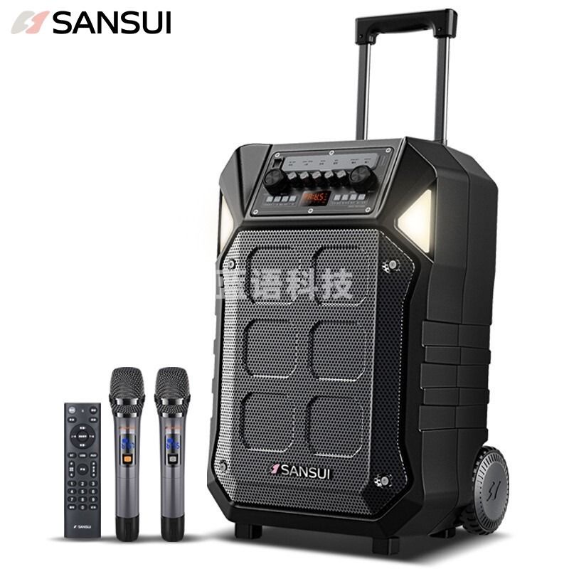 山水 SANSUI D12 12英寸户外广场舞拉杆音响蓝牙室外演出大功率重低音演出级移动k歌音箱带无线麦克风