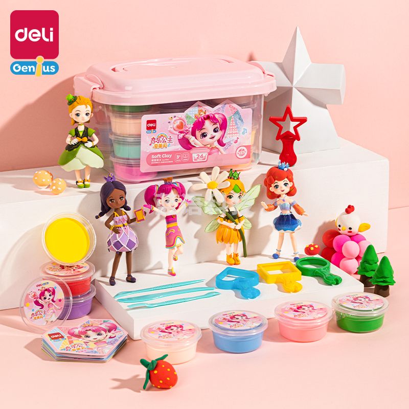 得力67898_爱美莉工具箱粘土套装24色(混)(箱)