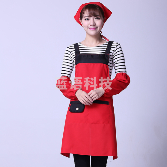 围裙 套袖 头巾 红色三件套