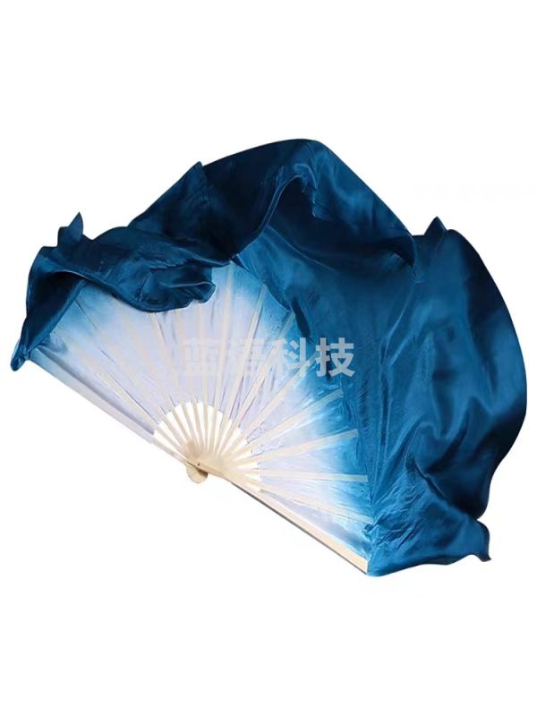 古典舞扇子舞蹈扇仿真丝双面加长墨蓝渐变36飘30右手扇