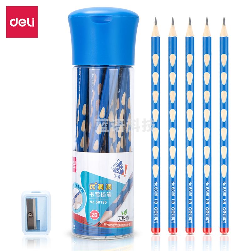 得力58185_洞洞铅笔30支桶装装2B(混)(30支/筒)