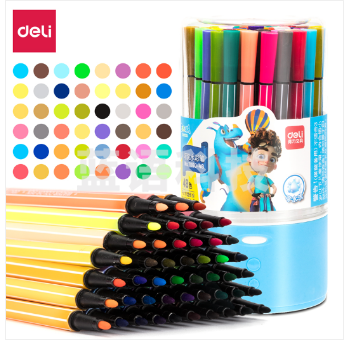 得力7060-48色细六角杆水彩笔(蓝色)