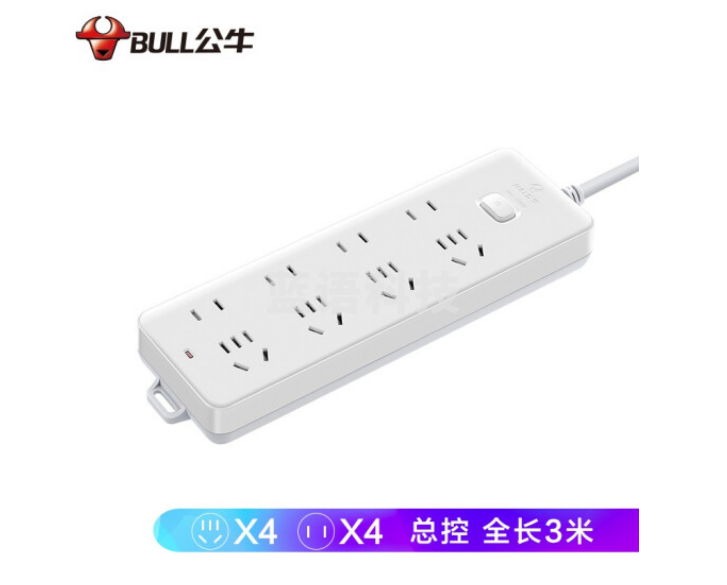 公牛（BULL）GN-403插座 8位总控3米