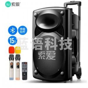 索爱 soaiy A90 15英寸大功率重低音音响 移动户外蓝牙音箱扩音器+无线麦克风*2