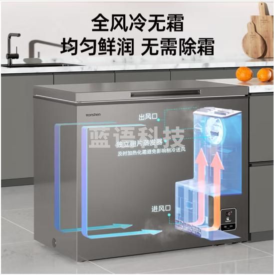 容声（Ronshen）210升风冷无霜卧式家用冰柜冷藏冷冻转换一级能效囤货冷柜BD/BC-210WMSYA