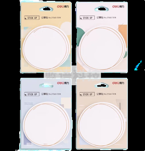 得力(deli)21560便利贴可爱卡通便签纸熊猫动物便签贴纸水果记事贴粘性异形贴 颜色随机圆形便利贴 21560