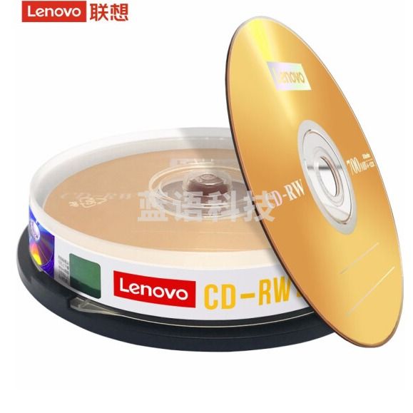 联想（Lenovo）CD-RW 空白光盘/刻录盘 4-12速700MB 台产档案系列 桶装10片 可擦写 可重复刻录