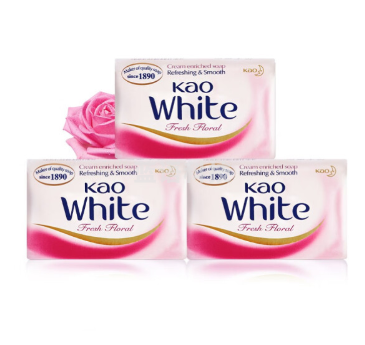 花王(KAO)香皂3块装 white玫瑰红 清新花香肥皂沐浴皂