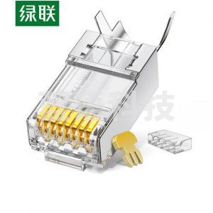 绿联 UGREEN NW184 六类屏蔽水晶头 80121 30U加厚镀金网络接头 RJ45工程级8P8C Cat6两件式接头 100个装