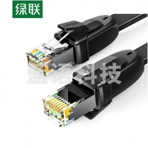 绿联 UGREEN 70672 八类网线 NW134 CAT8八芯双绞纯铜镀金带屏蔽高速万兆网络跳线连接线 2米扁线
