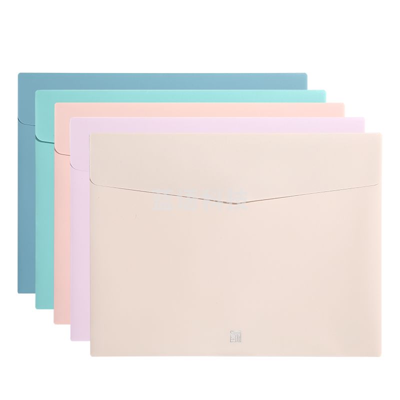 齐心 A1772 颜选莫兰迪横式粘扣袋 A4(绿 粉 紫，颜色备注)