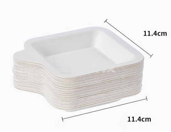 一次性盘子4英寸*50只可降解纸盘方形纸碟蛋糕盘环保餐盘餐具用品