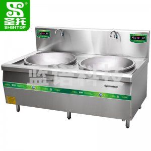 圣托(Shentop) STC-DS15 电磁炉大功率 酒店饭店电磁大锅灶 304不锈钢学校食堂双头大炒炉