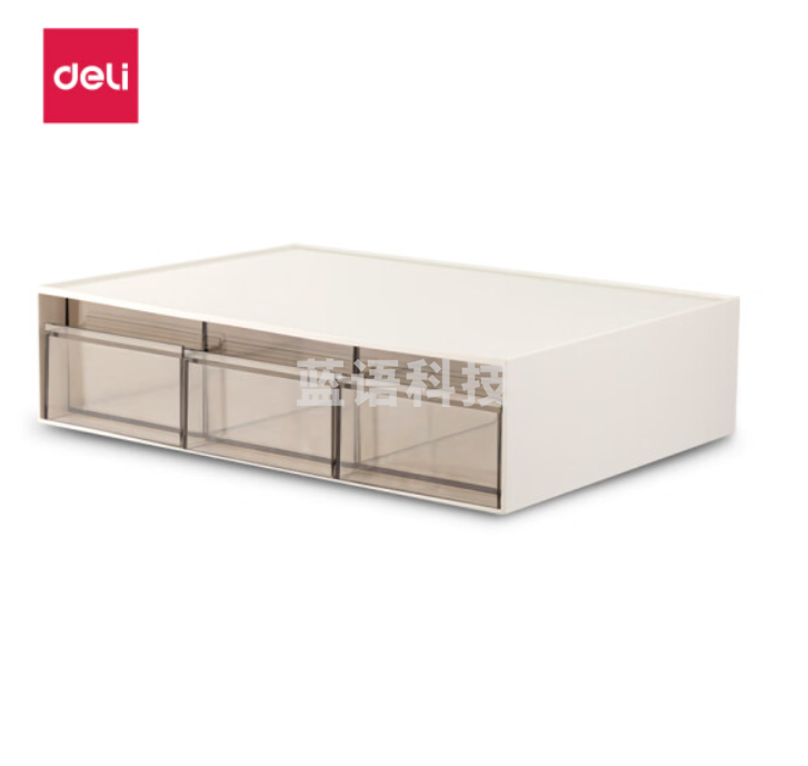 得力PK106组合抽屉收纳盒(三格)(白)(个)