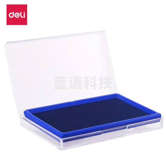 得力(deli) 9864 蓝色方形快干印台印泥137*88mm清晰印记(1个装)(蓝色)