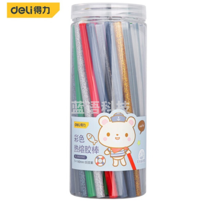 得力 DL390055C 热熔胶棒7mm*140mm*55支