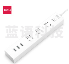 得力18288(1.8)插座_3组+3U_1.8米_彩盒装(白)(只)
