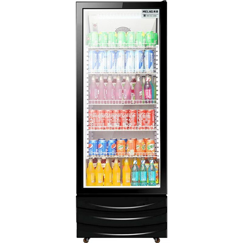 美菱(MeLng)218升商用冷藏展示柜立式冰柜饮料柜啤酒柜保鲜冰箱 超市便利店陈列柜 SC-218FL黑色平头柜