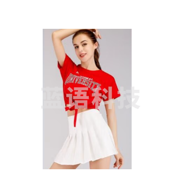 篮球宝贝韩国女团打歌服套装  红色上衣+白色裙子