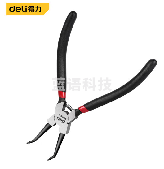得力 DL20023德式内弯卡簧钳铬钒钢(红)7寸