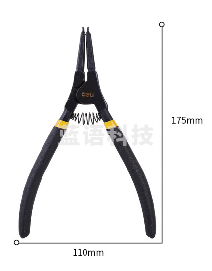 得力 DL20022德式外直卡簧钳铬钒钢(红)7寸