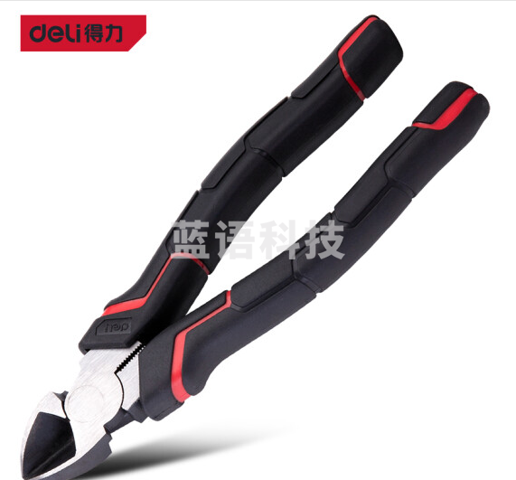 得力 DL102107日式斜嘴钳省力型高寿命铬钒钢(红)7寸