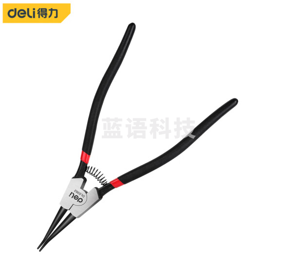得力 DL0362日式外直卡簧钳铬钒钢(红)13寸