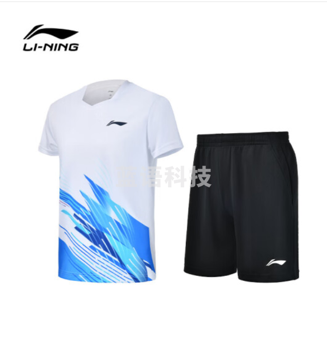 李宁(LI-NING)羽毛球服男女款比赛服短袖运动套装 标准白