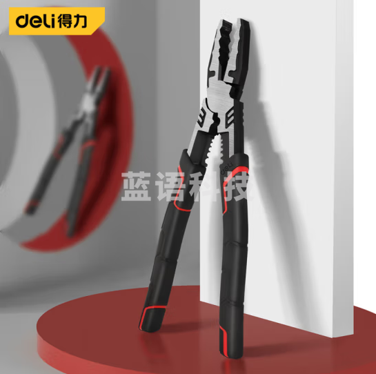 得力 DL100110Z多功能钢丝钳省力型高寿命铬钒钢带剥线(红)10寸