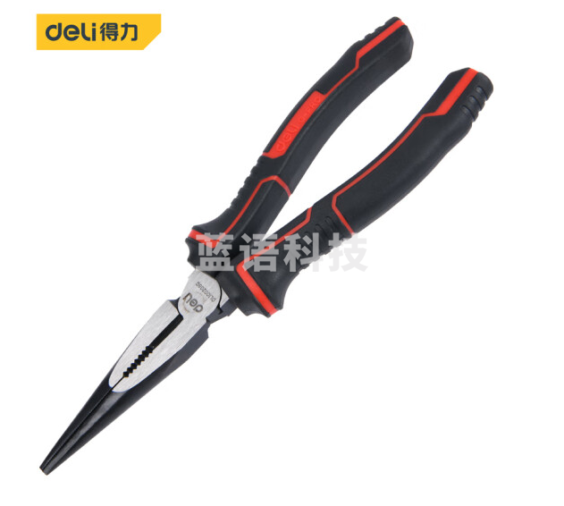 得力 DL100208G工业级德式尖嘴钳省力高寿命铬钼钢(红)8寸