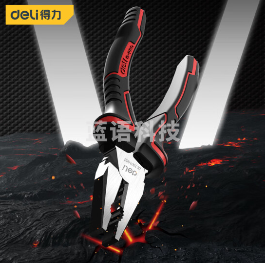 得力 DL100108G工业级德式钢丝钳省力高寿命铬钼钢(红)8寸