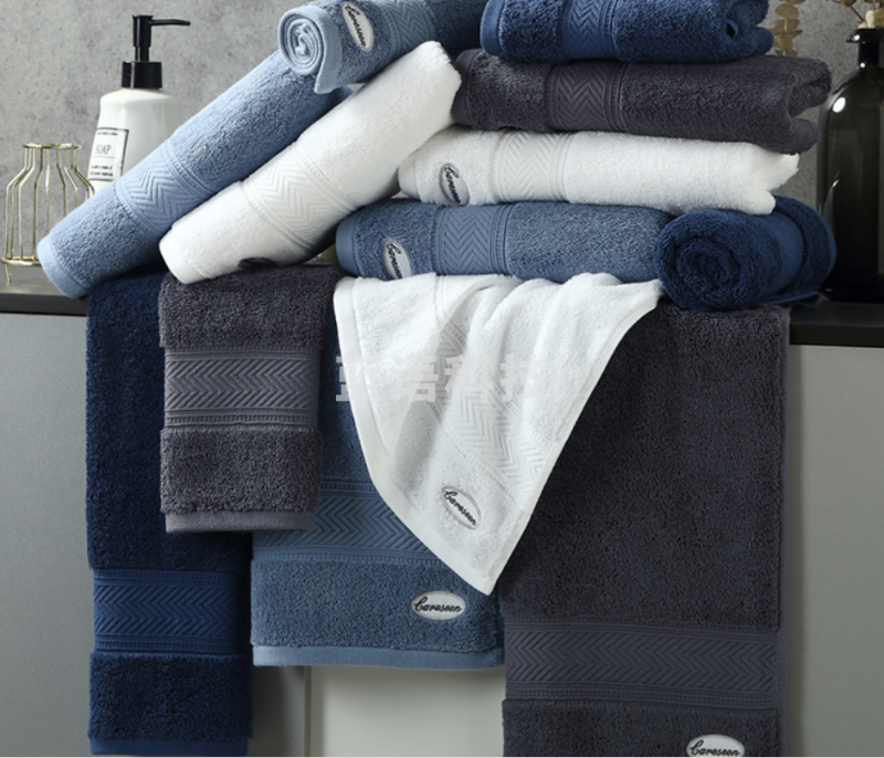 康尔馨 纯棉吸水洗脸巾 全棉成人加厚面巾 深蓝色 75*34cm 150g