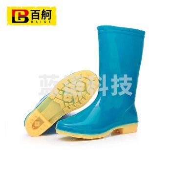百舸 中筒耐酸碱雨鞋雨靴 女款防滑耐磨筒高30cm 602蓝色雨鞋水鞋 371双雨鞋\中帮 PVC  36-41码可选 码数标注