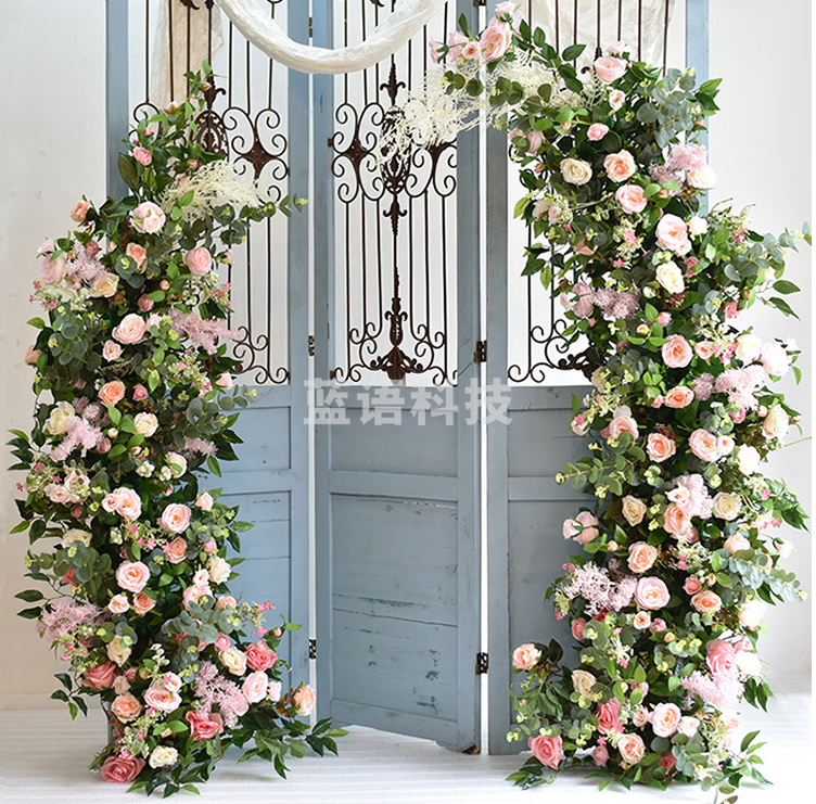仿真花弧形花排排花婚礼布置拱门羊角门橱窗美陈影楼装饰花艺 小号花艺