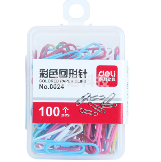得力(deli) 彩色回形针 多色混合