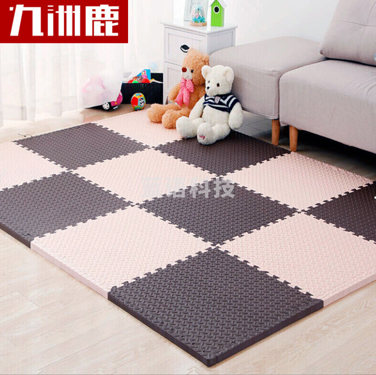 九洲鹿 地垫 儿童卧室拼图宝地板宝爬行垫 加厚拼接泡沫地垫榻榻米爬爬垫游戏垫子脚垫咖米色30*30cm 9个装