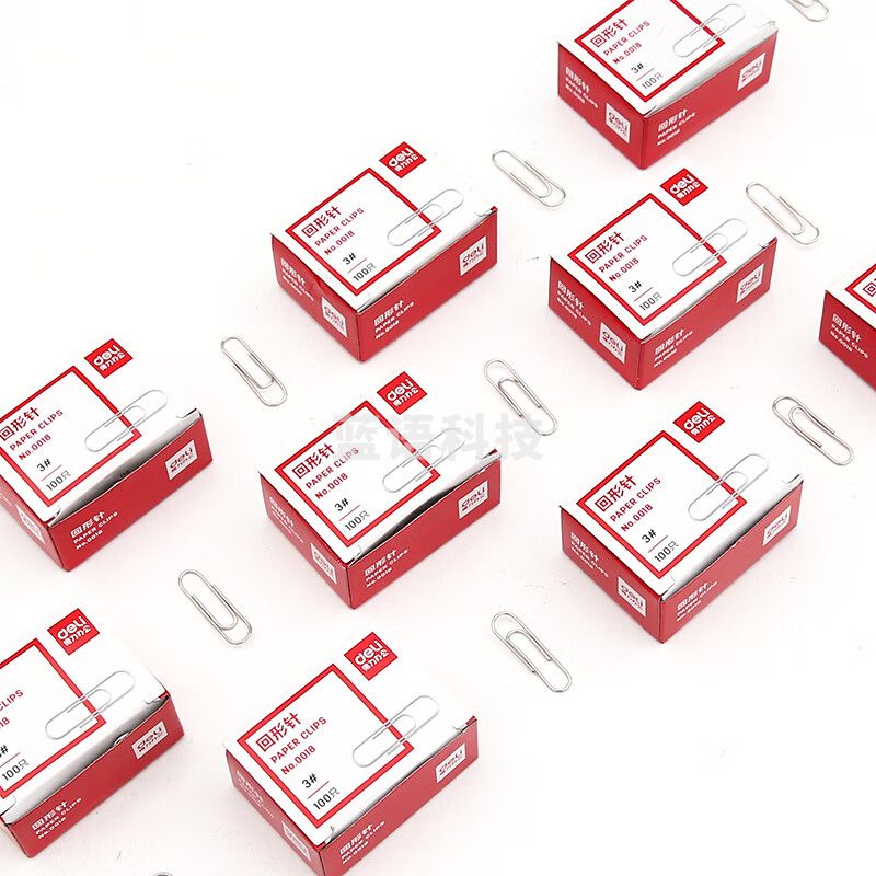 得力（deli） 0018 银色金属回形针曲别针财使用品办公用品 15盒装 0018 回形针100枚/盒